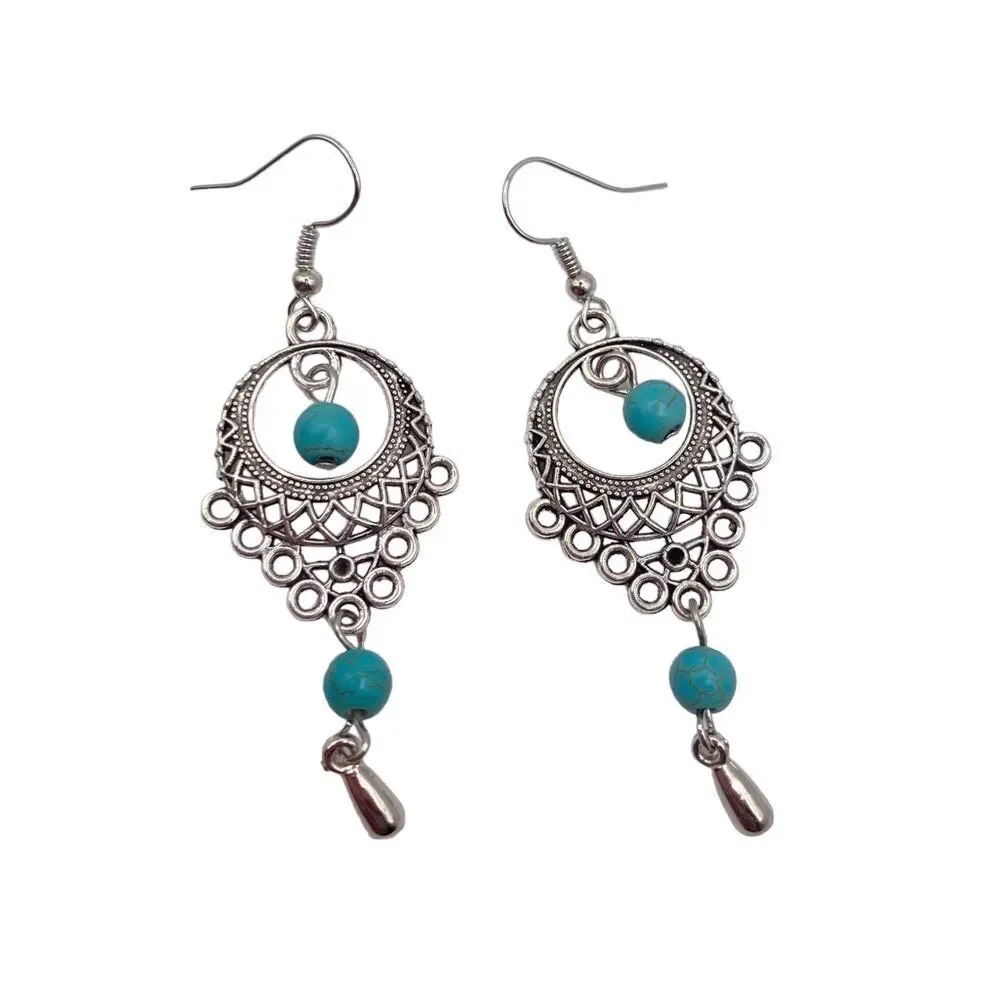 Silver turquoise dangle earrings